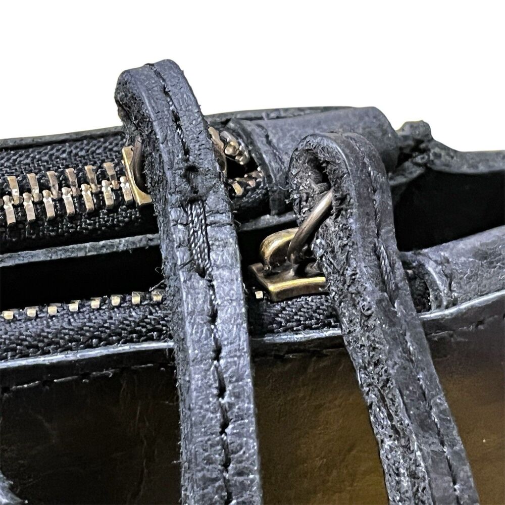 Raven + Lily Ethiopian Leather Crossbody Purse Tote Bag Black Artisan Made EUC - Picture 16 of 16
